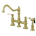thumbnail image 1 of Kingston Brass KS3277PLBS Restoration 8-Inch Bridge Kitchen Faucet with Sprayer  Brushed Brass, 1 of 1