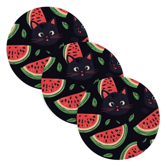 BZSMCE Mats for Pots,Pans Place Watermelon Cat Cute Seamless Simple Style Pattern Pot Mats