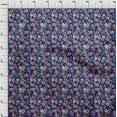 thumbnail image 3 of oneOone Georgette Viscose Medium Blue Fabric Leaves & Flowers Floral Quilting Supplies Print Sewing Fabric By The Yard 42 Inch Wide, 3 of 4
