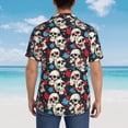 thumbnail image 4 of Pofeuu rock record Skull artist Print Hawaiian Shirt for Men Sleeves Casual Button Down Summer Beach Dress Shirts T-Shirts,3X-Large, 4 of 7