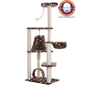 Armarkat Arbre de chat classique 35 x 20 x 66 - SaddleBrown avec impression de la patte blanche