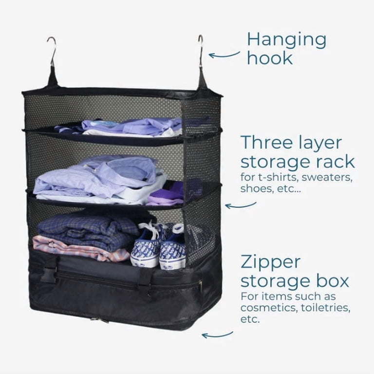 Foldable Travel Organizer Bag Hanging Storage System Multi Layer