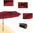 thumbnail image 6 of Saim 15x9ft Large Double-Sided Rectangular Outdoor Twin Patio Market Umbrella w/Crank- Taupe, 6 of 15