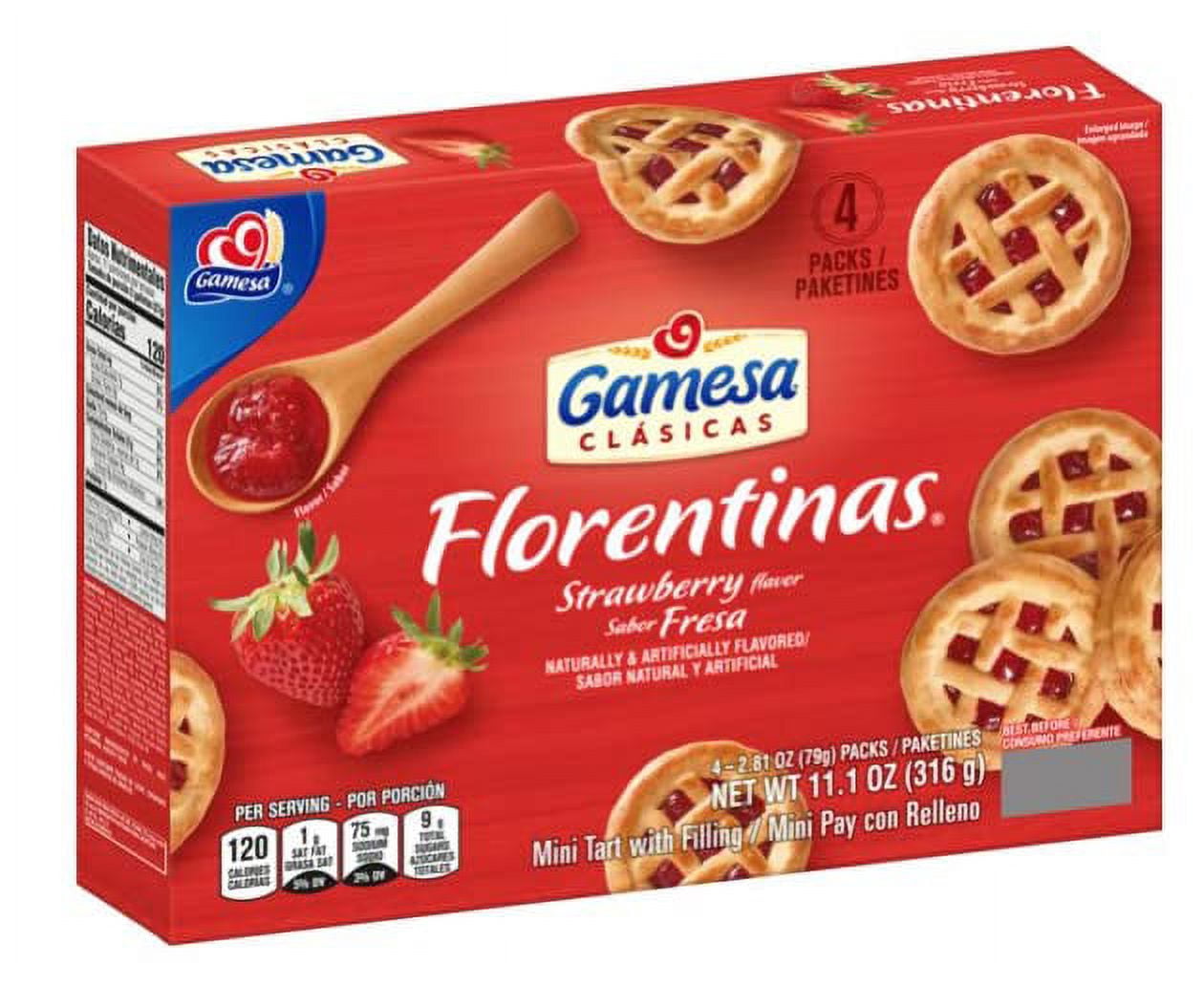 Gamesa Florentinas Sabor Fresa (Strawberry) Mini Tarts 11.1oz (2 Boxes)