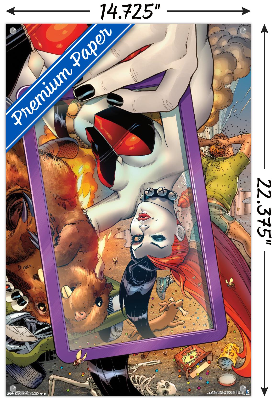 DC Comics - Harley Quinn - Selfie Wall Poster with Push Pins, 14.725" x 22.375"