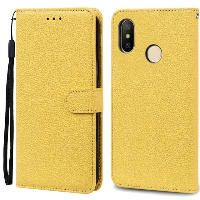 For Redmi Note 6 Pro Case Xiaomi Redmi 6 Pro Soft TPU Wallet Leather Case For Xiaomi Redmi 6 Case Note 6 Pro Flip Cover Fundas Yellow For Redmi Note 6 Pro