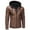 Coffee, variant on UTTOASFAY Men Solid Casual Double Zipper Access Control Leather Hooded Jacket Coats Black 8(XL)
