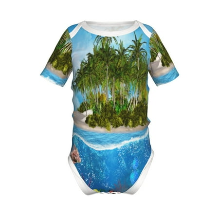 

Junzan Island And Coral Reef Print Short-Sleeve Baby Climbing Clothes Bodysuits for Infant One-Piece for Baby Boys & Girls Baby Clothes Baby Romper with Snap Closure-2 Years