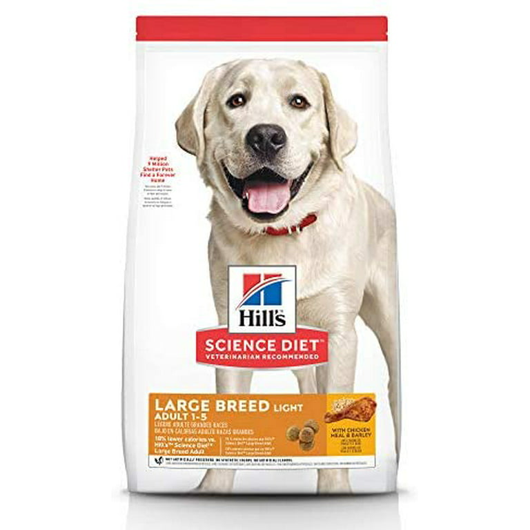 Milliard sagsøger Biskop Hill's Science Diet Dry Dog Food, Adult, Large Breed, Light, Chicken Meal &  Barley Recipe for Healthy Weight & Weight Management, 30 lb. Bag -  Walmart.com