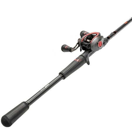 Lew's MACH Jacked Baitcast Reel and Fishing Rod Combo 7-Foot 3-Inch Rod Left-Hand Retrieve Charcoal/Black/Red