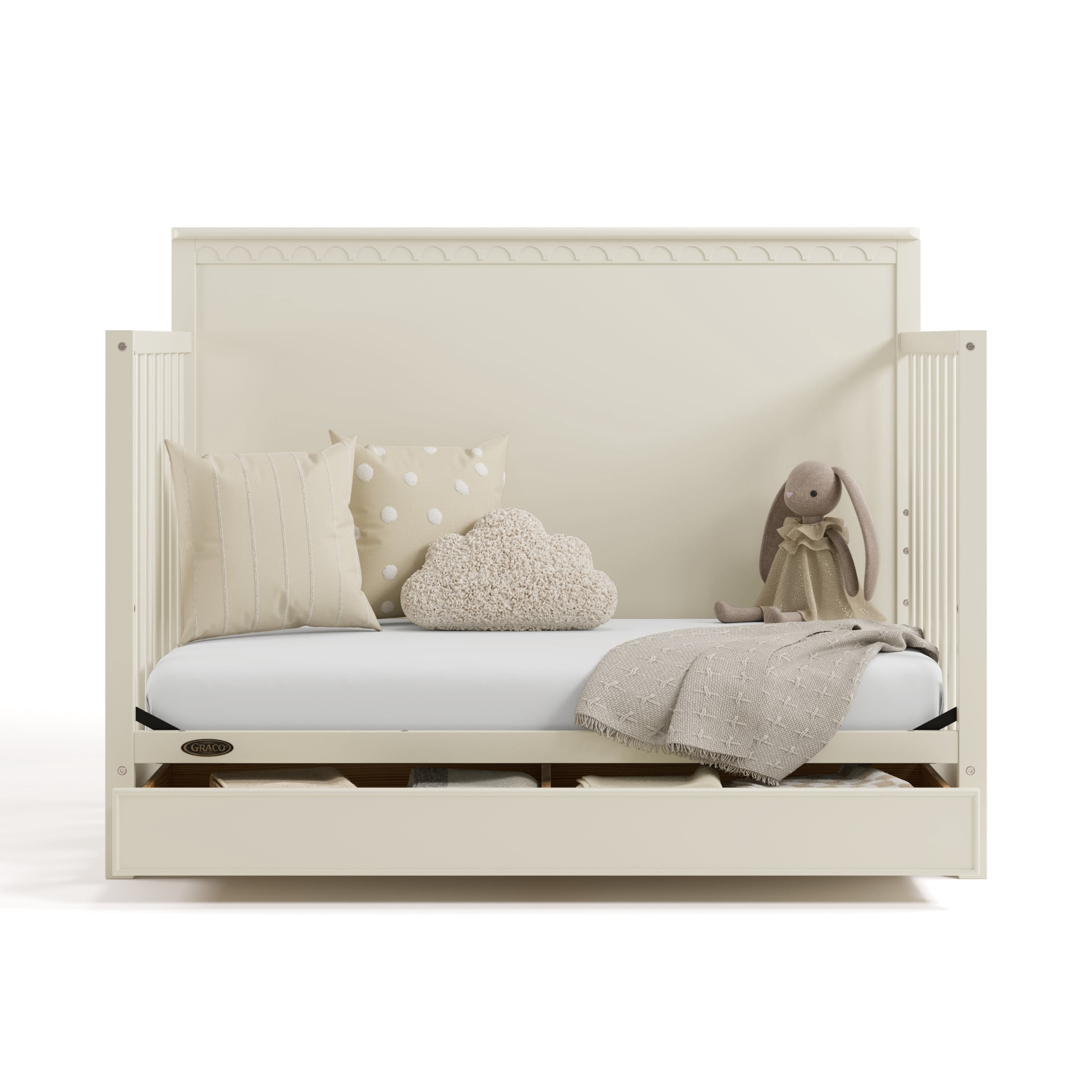 Graco Sasha 5-in-1 Convertible Baby Crib with Drawer, Frosted Oat