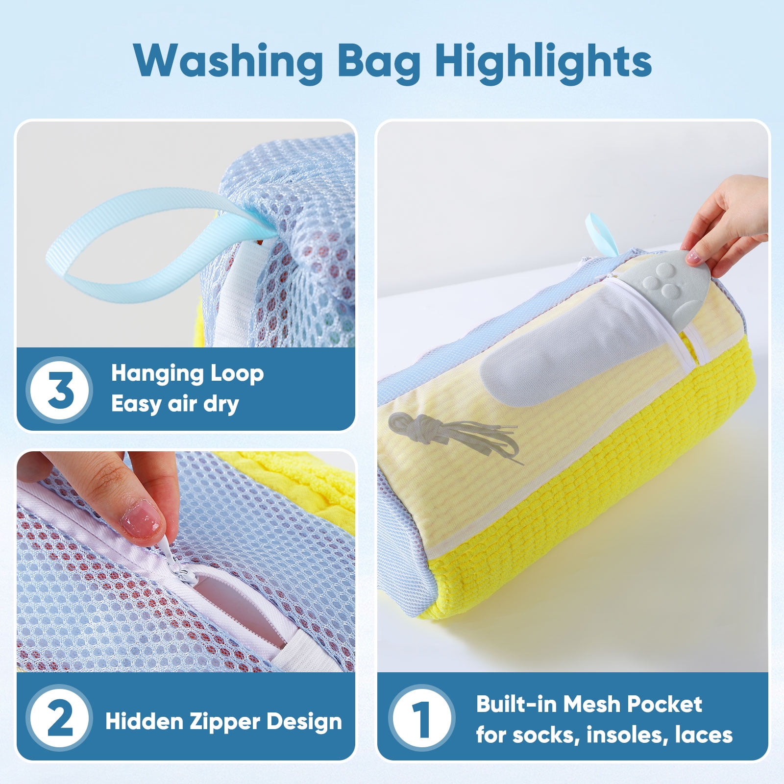 Avoalre Shoe Washing Bag for Washing Machine, Deep Cleaning Laundry Shoe Bag with Shoe Tree, Durable & Reusable for Various Shoes