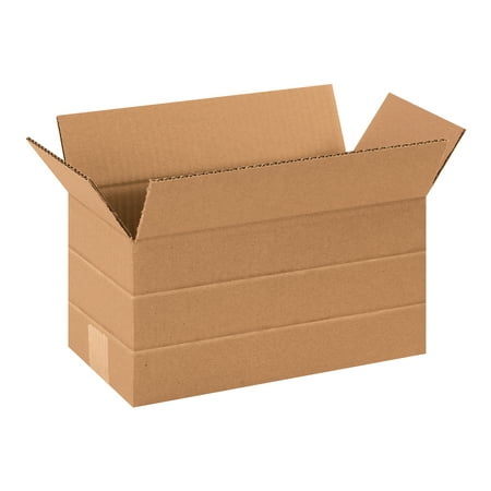 The Packaging Wholesalers Multi-Depth Corrugated Boxes 12" x 6" x 6" Kraft 25/Bundle BS120606MD
