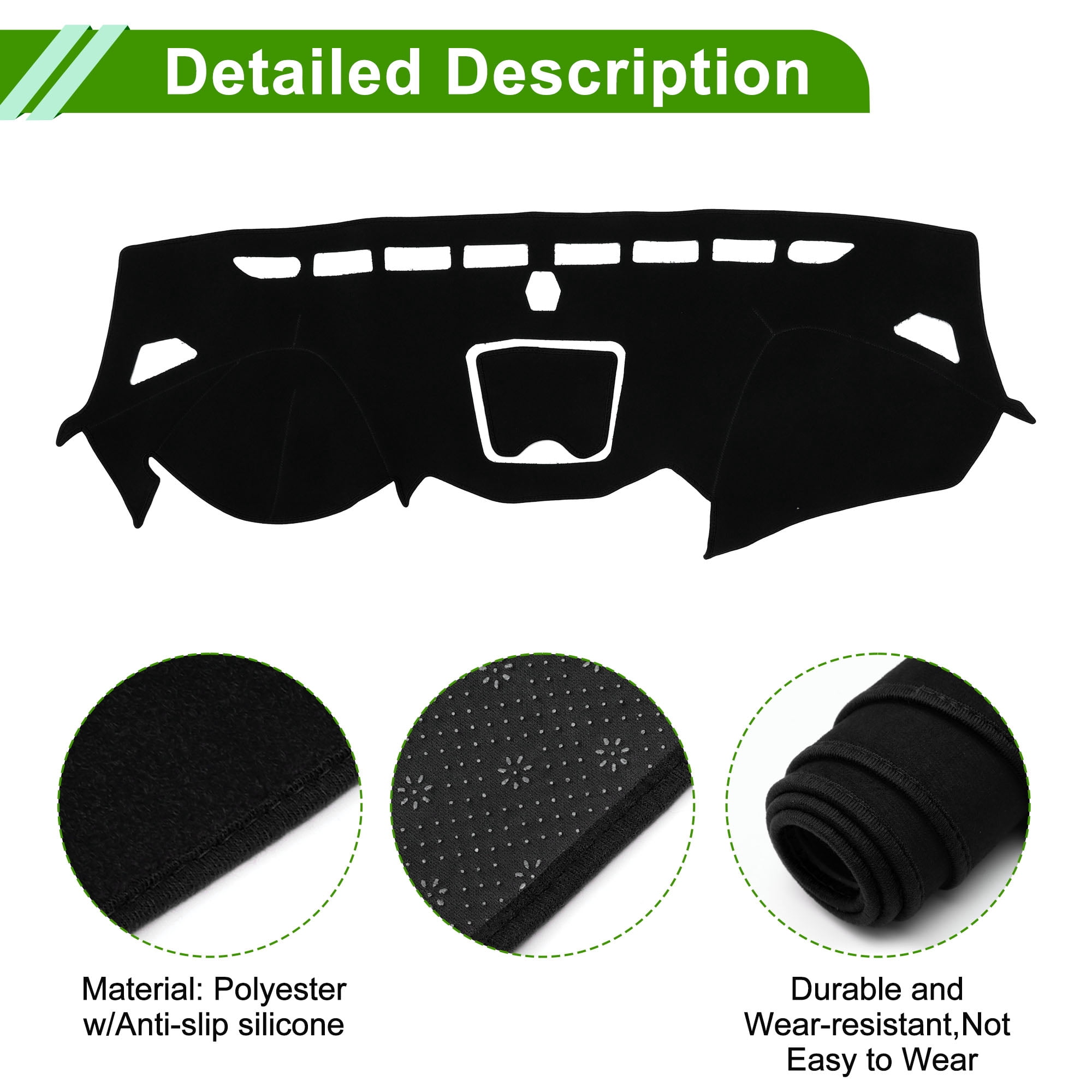 Unique Bargains Dashboard Cover for Hyundai Santa Fe Sport 2013-2018 Non-Slip Front Dash Cover Mat Pat Polyester Silicone Black