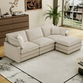 thumbnail image 4 of Modular Sectional In Beige - Deep Seat, 4 Pillows, L-shaped For Living Room, Bedroom, Apartment, Solid Wood Room Couch L-shaped, Frame Included, 4 of 6