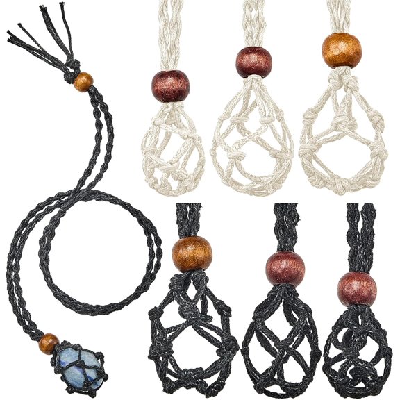 6-Piece DIY Jewelry Making Kit - Bohemian Style Necklace Cord Holder, Adjustable, All Ages, Black & Beige, Non-Foldable