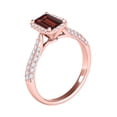 thumbnail image 4 of Mauli Jewels Rings for Women 3.40 Carat Diamond And Emerald Shaped Garnet Ring 4-prong 10K Rose Gold, 4 of 7