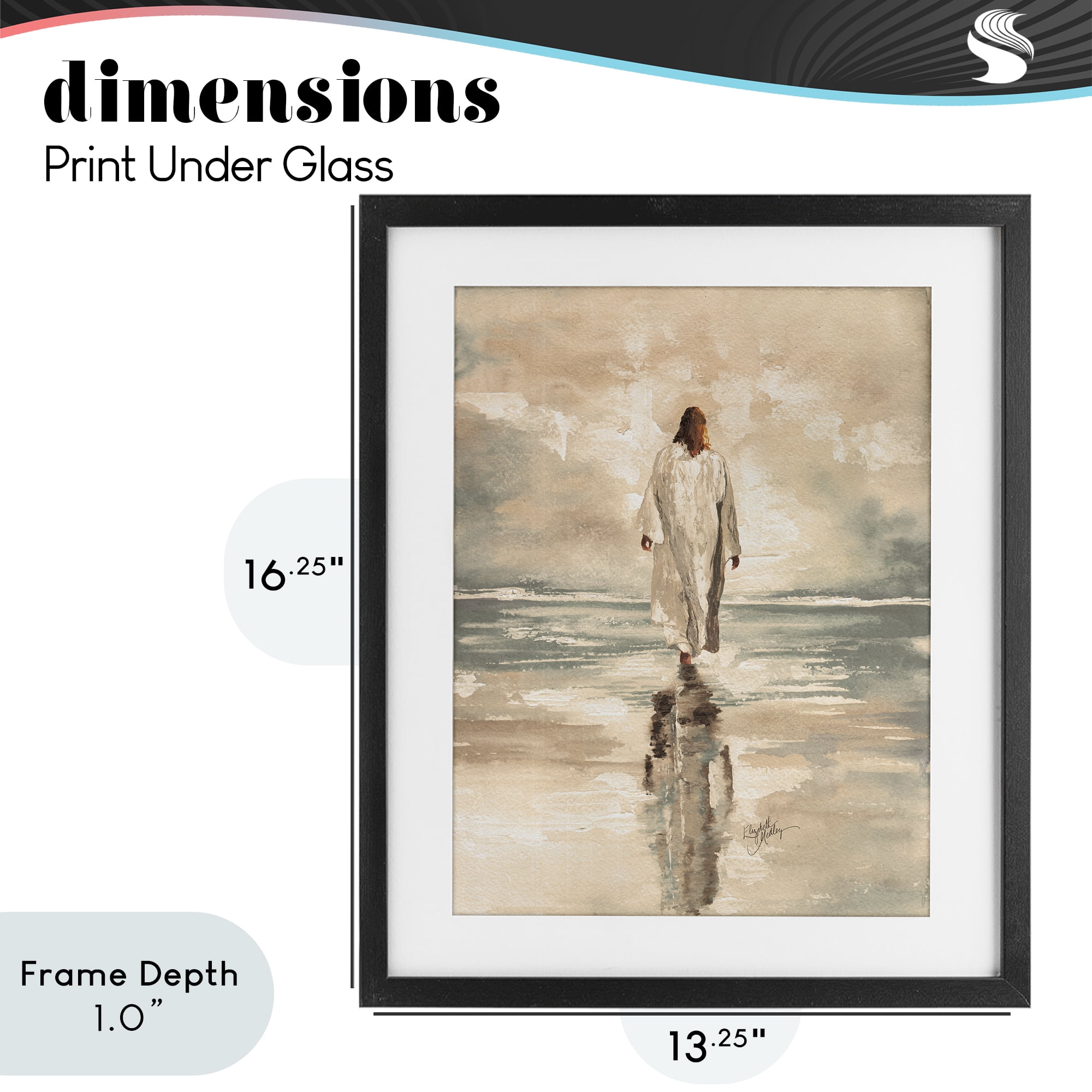Stupell Industries Jesus Calms The Sea Black Framed Print Under Glass, design by Elizabeth Medley