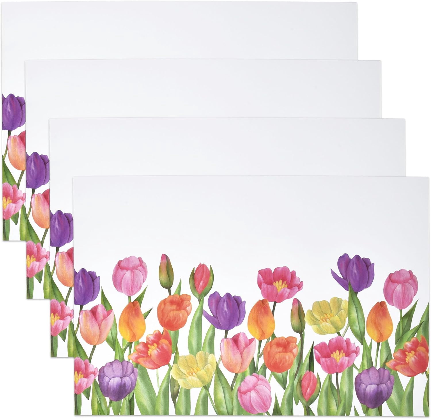 Gift Boutique 50 Pcs Disposable Watercolor Tulip Paper Place Mats, 11" x 17" Rectangle Tulips Flower Coated Placemat for Spring Summer Floral Table Setting Party Supplies
