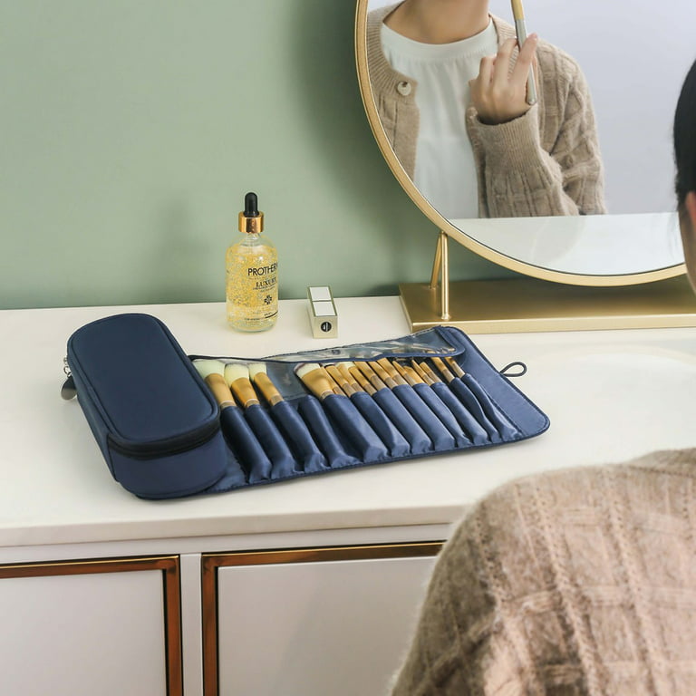 Travel Makeup Brush Bag Portable Cosmetic Brush Holder Organizer Waterproof  Stand-Up Makeup Brush Pouch Toiletry Bag DFK