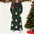 thumbnail image 2 of Robes Graphiques à Manches Longues pour Filles, Col Rond, Spandex, Vacances Joyeuses, Noël, Décontracté, Maxi, Été Automne, Vêtements 2025, Coupe Régulière, 13 Ans, 2 of 6