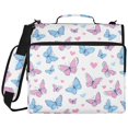 thumbnail image 2 of Zipper Binder with Shoulder Strap 2 inch 3 Ring Waterproof File Folder Organizer Bag 500 Sheet Pink and Blue Butterflies, 2 of 8