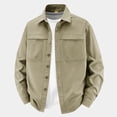 thumbnail image 5 of Men's Lightweight 100% Cotton Work Button Down Shirts, Collared Dual Chest Pockets Breathable Long Sleeve Casual Outdoor Fishing Shacket Tops for Spring Summer Size 5XL Khaki, 5 of 5