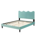 thumbnail image 6 of Platform Bed Frame, Twin Size, Blue, Velvet, Modern Contemporary, Bedroom Master Guest Suite Room, 6 of 10