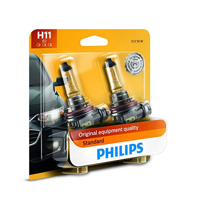 Philips H11 Standard Halogen Replacement Headlight Bulb, 2 Pack