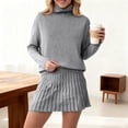 thumbnail image 2 of OJSFQUFP Women Two Piece Outfits Long Sleeve Oversized Pullover Sweaters and Mini Skirt Two Piece Sets, 2 of 8