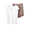 thumbnail image 2 of Paiwinds Women's Short Sleeve Shorts Pajama Set Solid Color Modal Cotton Blend Loose Fit Summer Sleepwear, Sizes M-XXL, 2 of 6