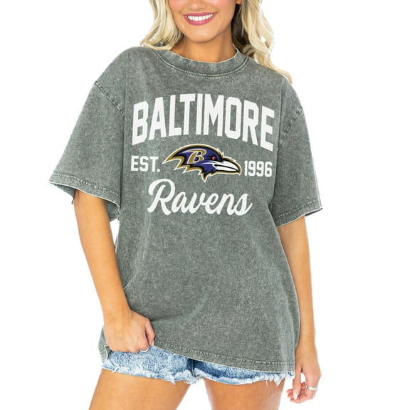 Women's Gameday Couture  Gray Baltimore Ravens Tackle Titan Boyfriend Washed T-Shirt