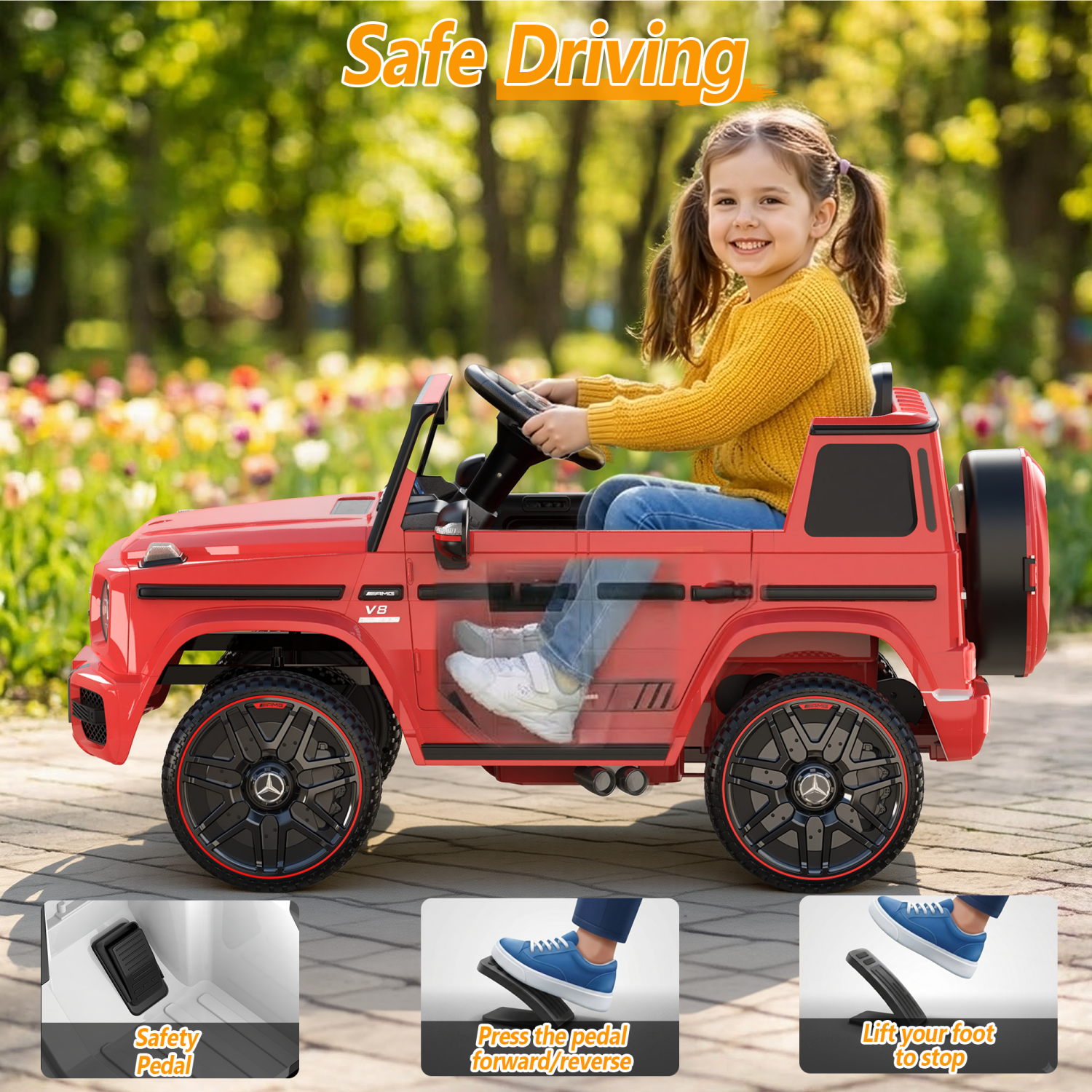 East doll 12V Power Ride on Toys for Toddlers, Kid Electric Car, G63 G Wagon Licensed Mercedes-Benz with Remote Controls, Aged 2-4Y,Red