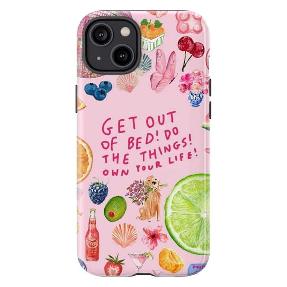 Pink Aesthetic Collage Phone Case, Girly Quote & Fruit iPhone Cover, Cute Artistic Protective Case for iPhone 17 16 15 14 13 12 11 Pro Max Plus Mini