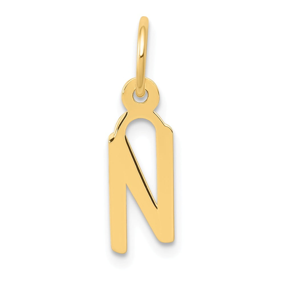 14k Yellow Gold Initial M Letter Pendant Slanted Alphabet Charm 14k Yellow Gold Initial M Letter Pendant Slanted Alphabet Charm