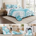 thumbnail image 6 of Quilts Twin Size, Coastal Shell Teal Blue Soft Comforter Bedding Set for Bed, Summer Ocean Shell Beach Lightweight Quilted Bedspread with Pillow Cover(2 Pieces) for All Season, 68x86 Inch, 6 of 9