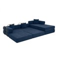 thumbnail image 3 of 108'' Modular Sectional Sofa, L-Shape Chaise Boneless Cloud Couch, Sponge Compression Fold-Out Sofa Bed with Removable Backrest, No Assembly,Blue, 3 of 10