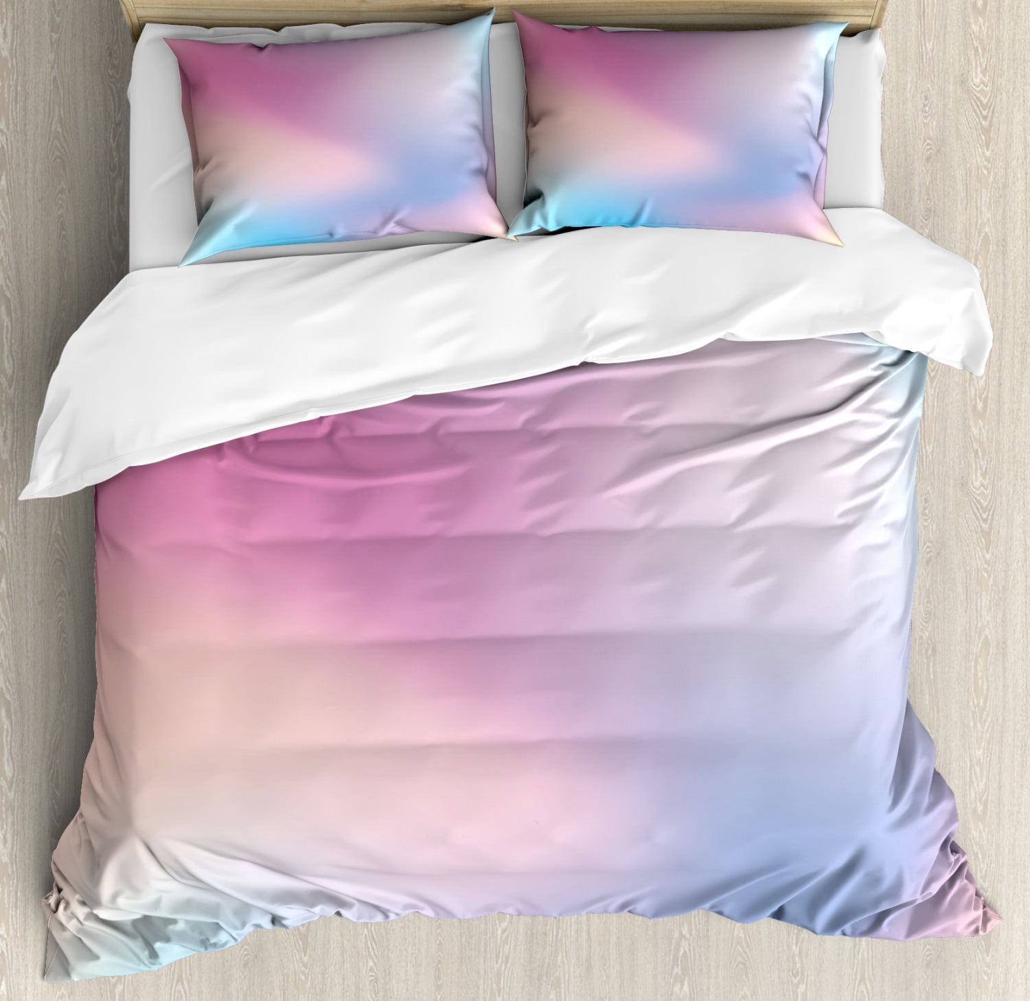 Pastel Duvet Cover Set, Abstract Blurry Colors Composition Sweet