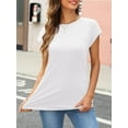 thumbnail image 4 of Womens Tops Casual Dressy Basic T Shirts Loose Fit Crewneck Cap Sleeve Tee Summer Outfits 2024, 4 of 6