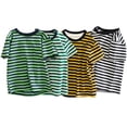 thumbnail image 3 of Einccm Kids Striped Crew Neck Short Sleeve T-Shirt, Classic Nautical Style Loose Fit Casual Summer Top for Boys and Girls Ages 2-12, Everyday Play and Daily Wear, 3 of 3