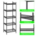 thumbnail image 3 of Bathroom Shelves Freestanding Bathroom Towel Storage 5 Tier Wire Shelving Unit with Guard Bathroom Shelf Organizer Standing for Pantry Kitchen Laundry Room Organization, Black, 3 of 7
