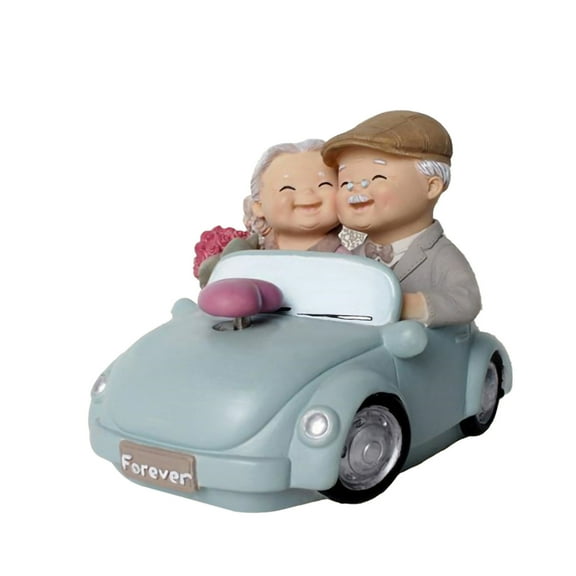 Resin Old Couple Decor - Hand-Painted, Classic Theme, for Miniature Gardens and Anniversaries