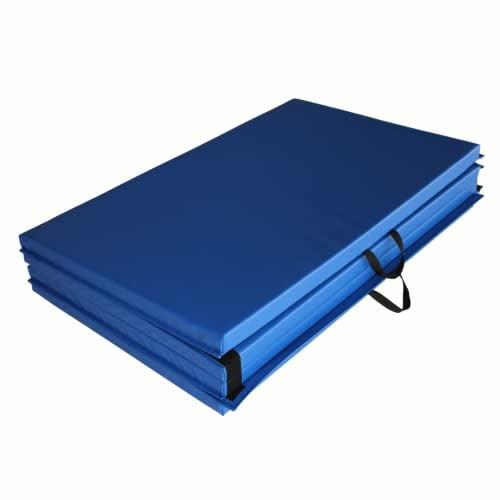 FitMats 4-Fold Blue Sky Exercise Mat - 4ft x 10ft (610GSM) - Thick Comfortable Foam, Easy to Store & Carry - Ideal for Yoga, Pilates, Stretching, & Home Fitness Workouts