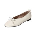 thumbnail image 2 of Commuter Shoes, Women's Bow Accent Square Toe Flats Comfortable Low Profile Dress Shoes with Flexible Walking Sole and Easy Style Office Work Shoes Ballet Commuter Shoes Flats, Beige US-9.5/EU-43, 2 of 9