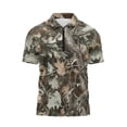 thumbnail image 3 of Chririnla Leaves Polo Shirts Short Sleeve Collared Tops Camouflage Hunting Golf Shirts Dry Fit for Men Zipper T-Shirts Moisture Wicking Performance Golf Polo, Sizes XL, 3 of 7