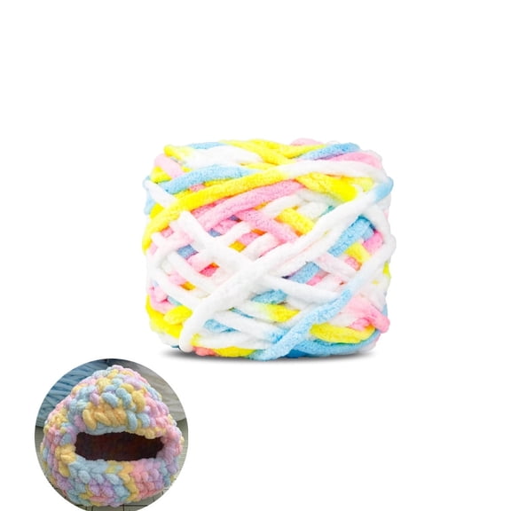 Crochet Chenille Yarn,QZS Soft Touch Color-Matching Anti-Shrink Crafts Blankets Hats Yarn for Knitting Crocheting,DIY Knit Fluffy Chenille Thread,0.22Lb