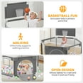 thumbnail image 6 of babyeap Baby Playpen with Basketball Hoop,Playpen for Babies and Toddlers,Hexagonal Fence Baby Play Yards,Dark Gray, 6 of 7