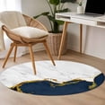 thumbnail image 5 of Navy Blue Gold Marble Round Area Rug 4ft, Modern Abstract Marble Crack Texture Washable Non-Slip Circle Rugs for Bedroom Living Room Kitchen, Soft Non Shedding Circle Carpet for Dining Room Dorm, 5 of 9