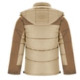 thumbnail image 5 of lkfuzj Men's Puffer Jacket Hooded Winter Coat Warm Thicken Cotton Outerwear Unisex Fashion Long Sleeve Hooded Jacket Zippered Patchwork Collar Warm Bread Padded Coat Tops - Khaki, 5 of 7