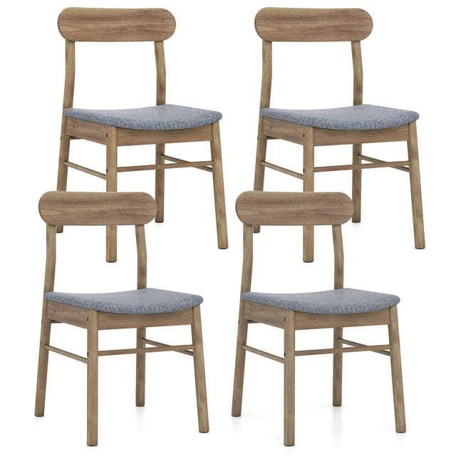 Costway 4 PCS Dining Chair Fabric Upholstered Kitchen Armless Chairs with Rubber Wood Frame
